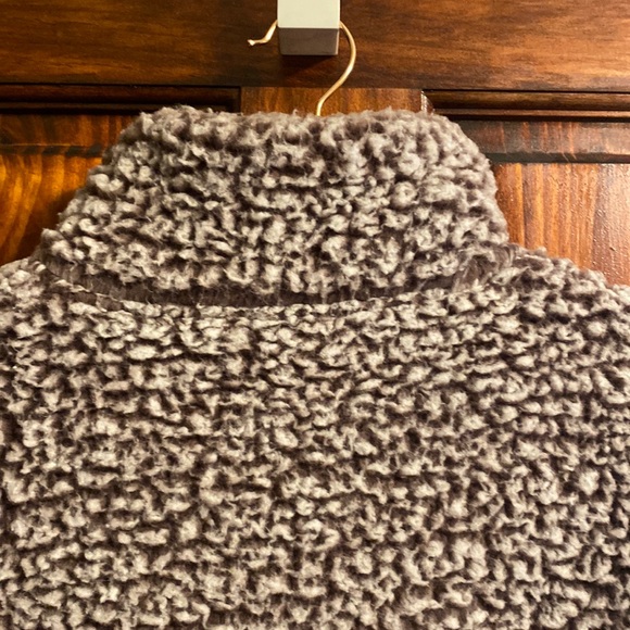 Express Factory Super Soft Cropped Half-Zip Pullover Sherpa Sweater Purple XS - Picture 10 of 12